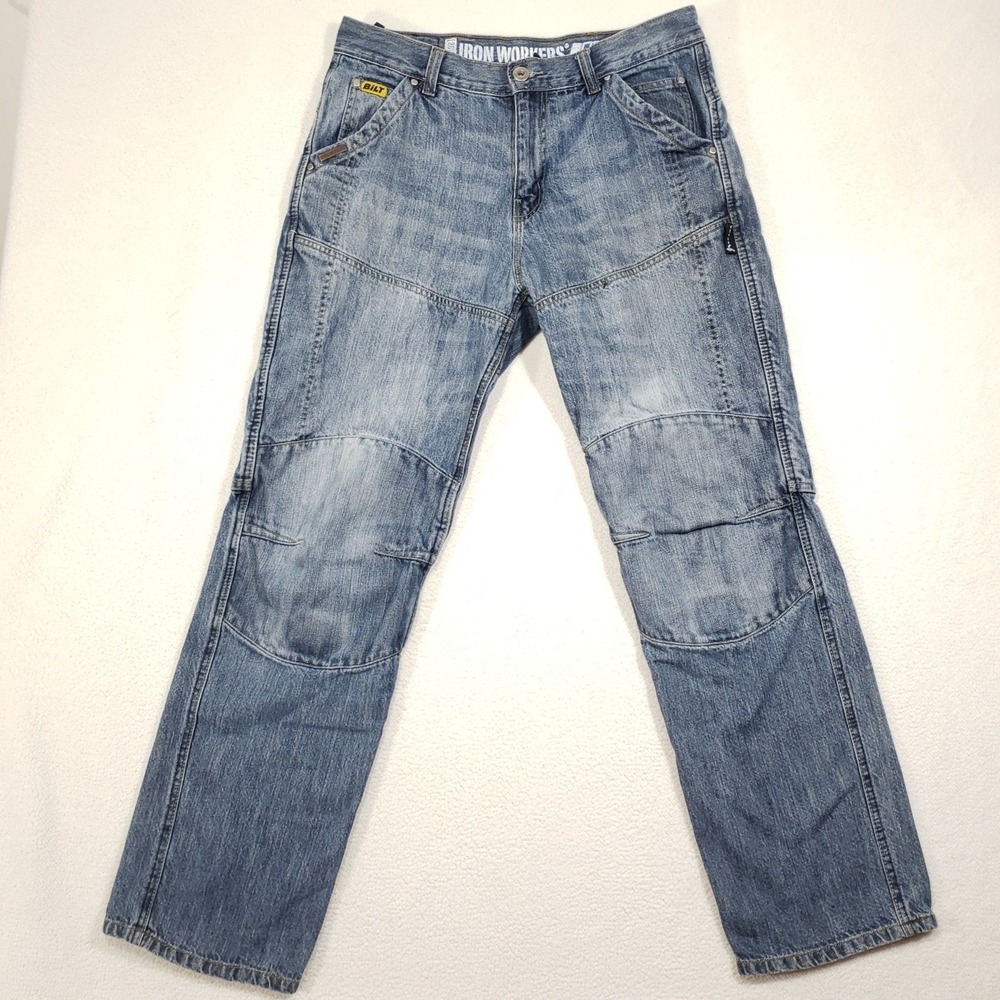 Bilt Iron Workers Jeans Mens 34 Blue Kevlar Reinforced Motorcycle Riding Pants